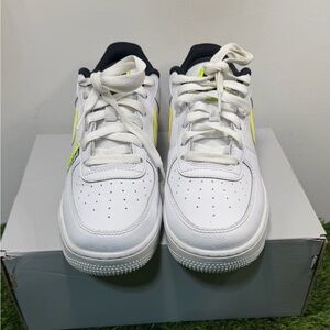 Size 7Y or women 8.5 Nike Air Force 1 LV8 GS Worldwide White Volt Sneaker 7 men